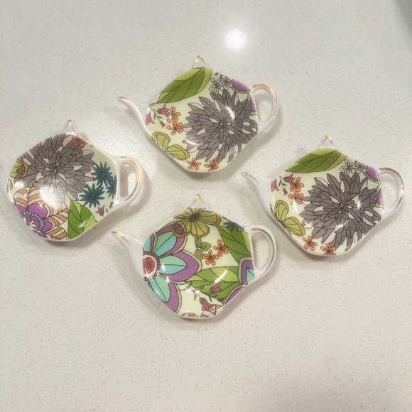 Tea Bag Holder Ceramic tea Pot shape - set of 4 - Picture 1 of 6